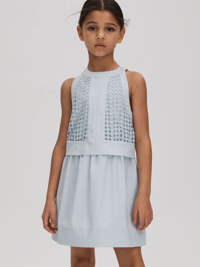 4-9 yrs Embroidered Halter Neck Dress in Blue (N21556) | €38