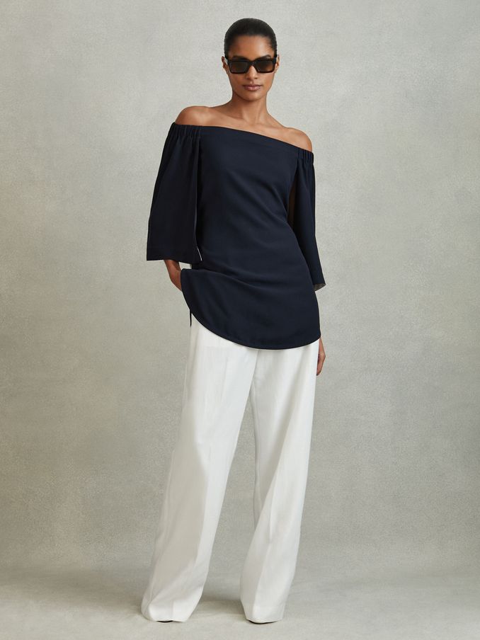 Off-The-Shoulder Tunic in Navy (N21643) | US$77