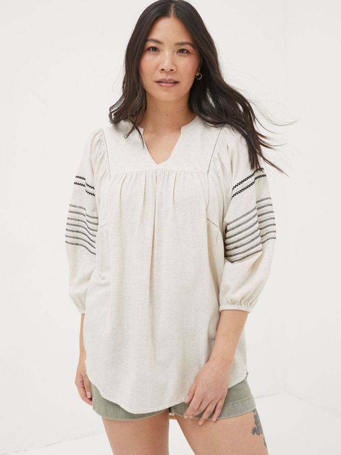 Natural Embroidered Tunic (N24198) | €37