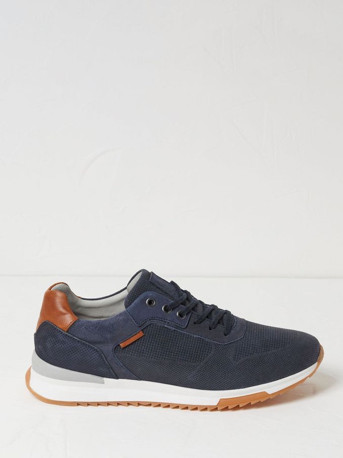 Wells Blue Leather Runner Trainers (N24251) | $58