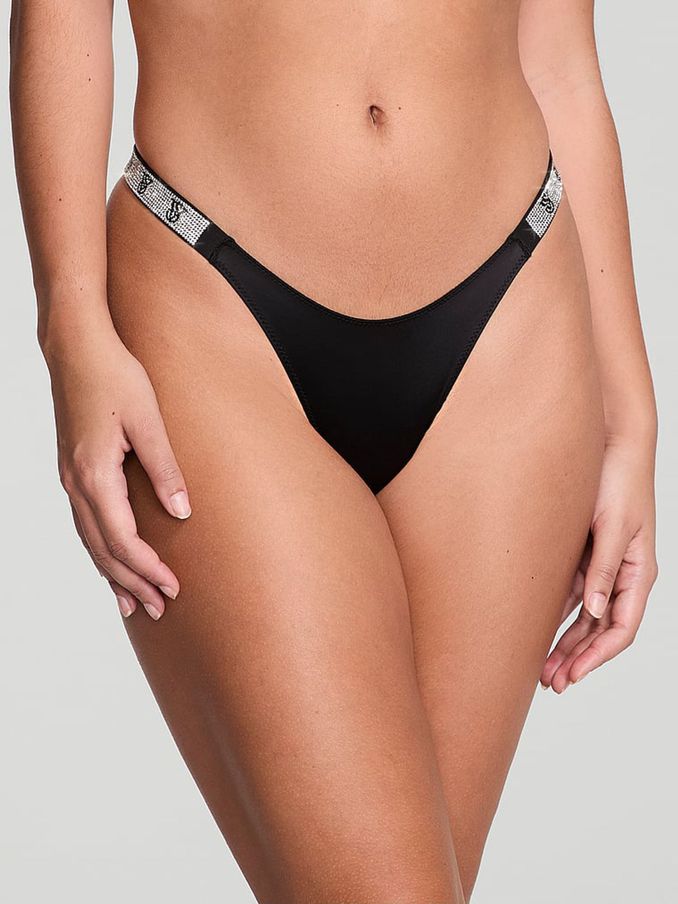 Black Monogram Brazilian Shine Strap Knickers (N25055) | €22.50