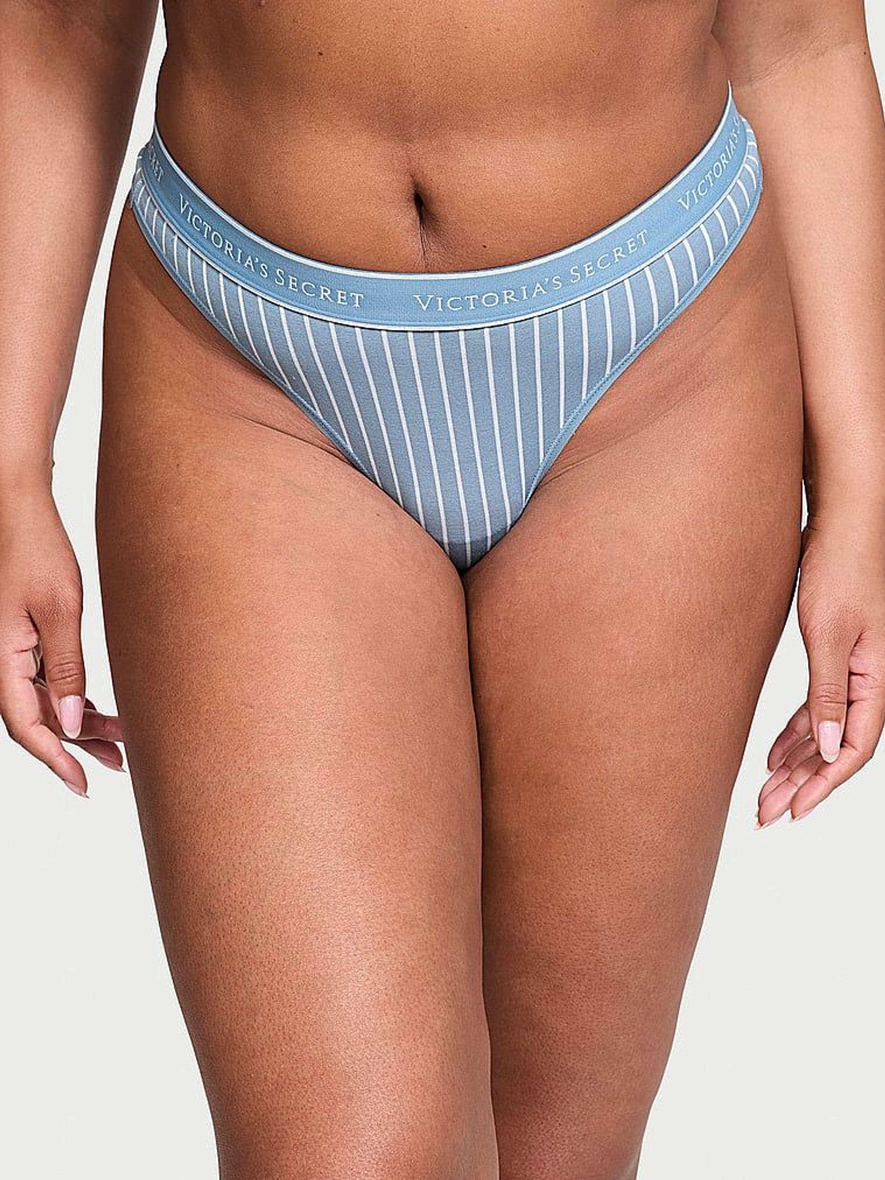 Faded Denim Blue Stripe Thong Knickers (N25120) | €10.50
