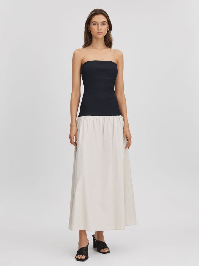 Anna Quan Drop Waist Maxi Dress in Black/Grey (N25234) | US$348