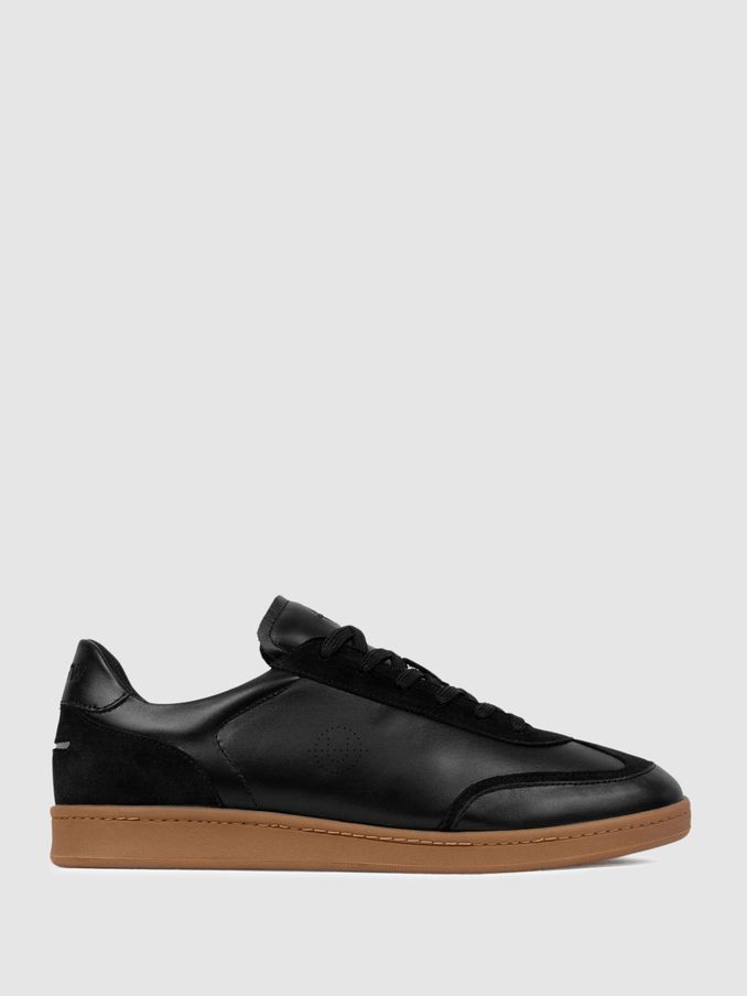 Unseen Footwear Leather Suede Trainers in Black (N25304) | US$163