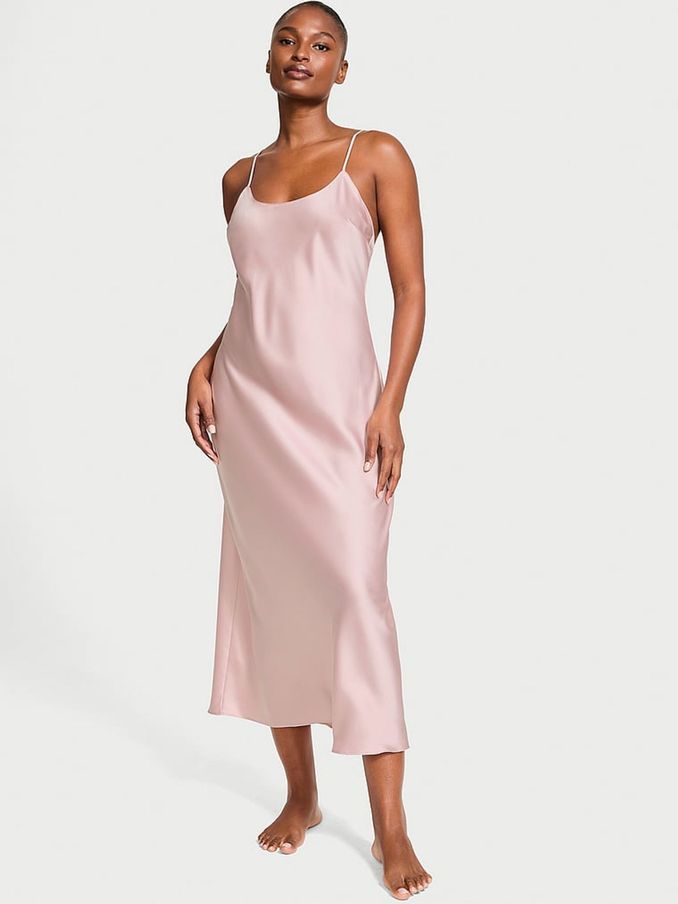 Chalk Rose Pink Satin Maxi Slip (N26032) | €79