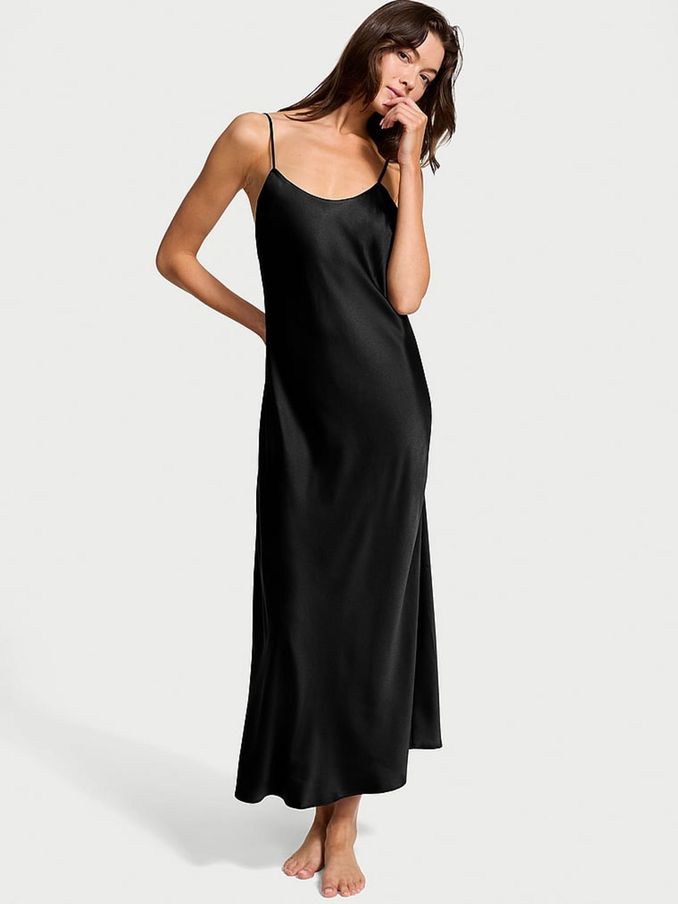 Black Satin Maxi Slip (N26046) | €79