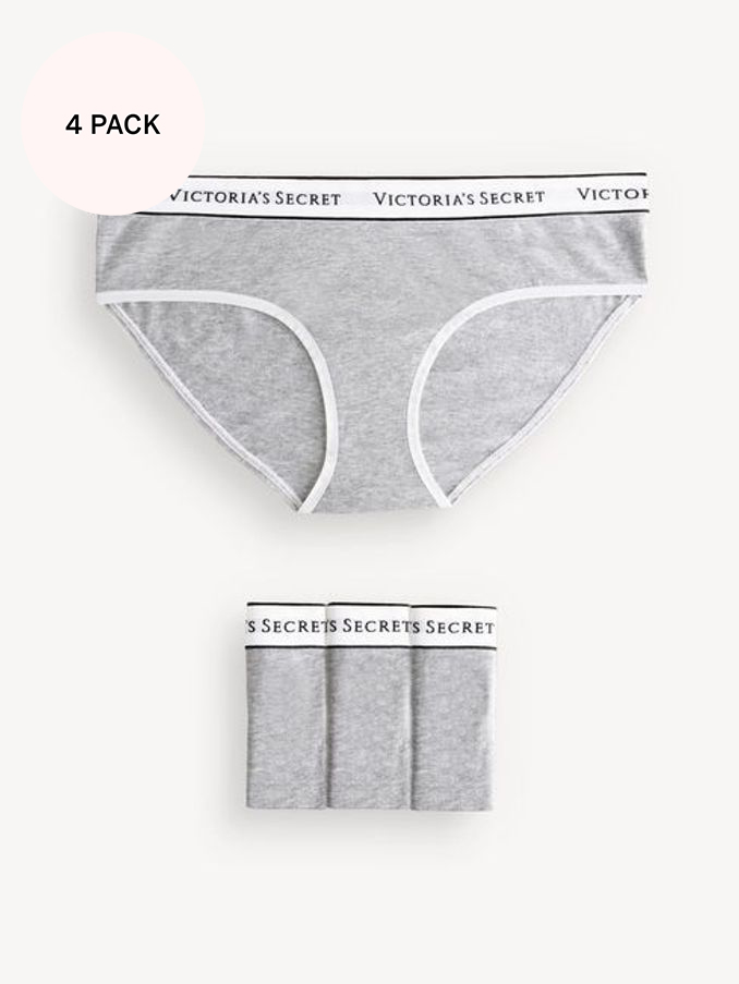 Grey Heather Hipster Logo 4 Pack Knickers (N26063) | €22.50