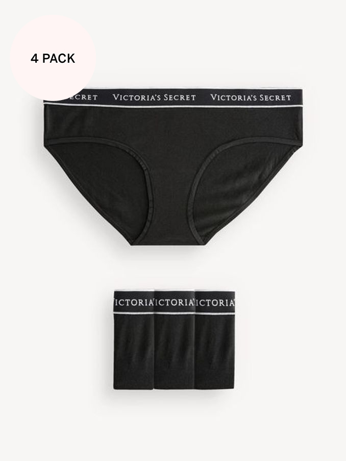 Black Hipster Logo 4 Pack Knickers (N26092) | €22.50