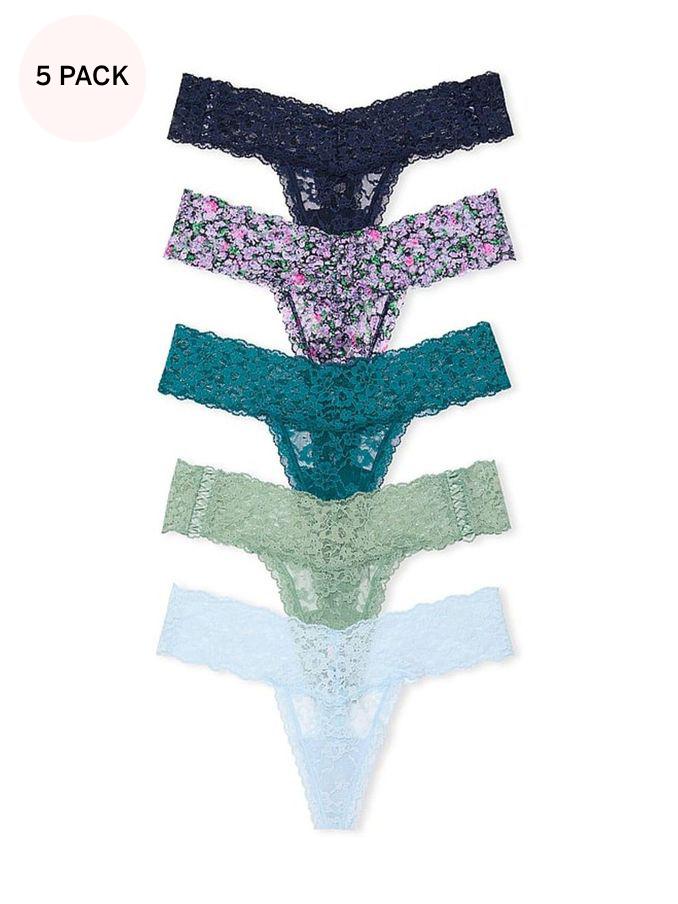 Blue/Purple/Green Thong 5 Pack Knickers (N26111) | €31