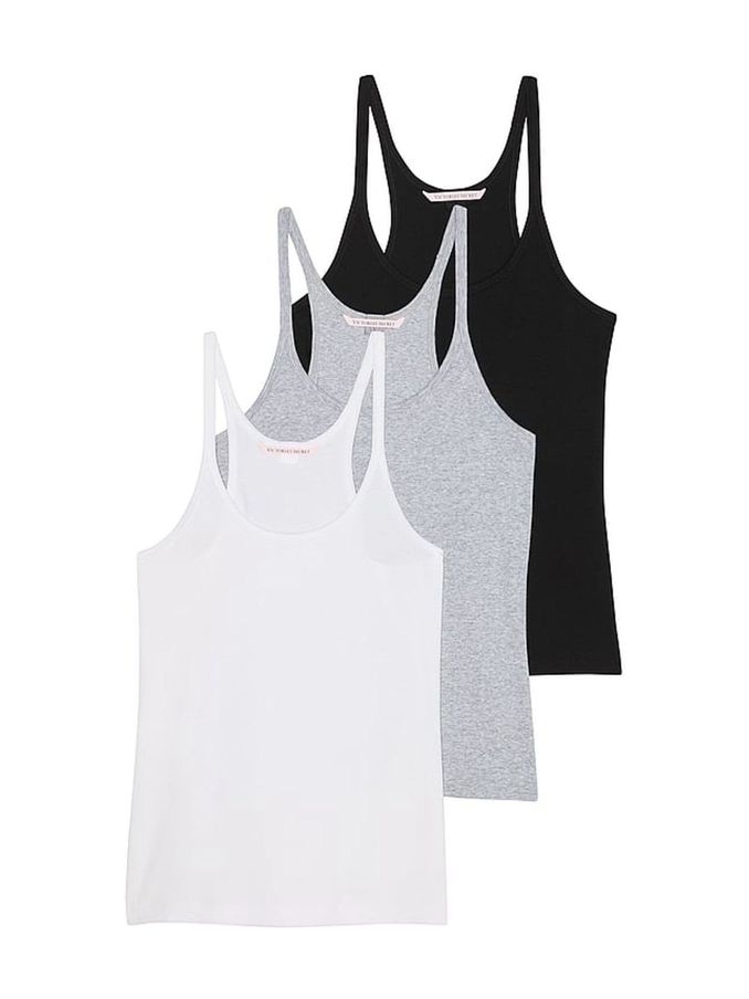 Black/White/Grey 3-Pack Cotton Racerback Vest Tops (N26112) | €46