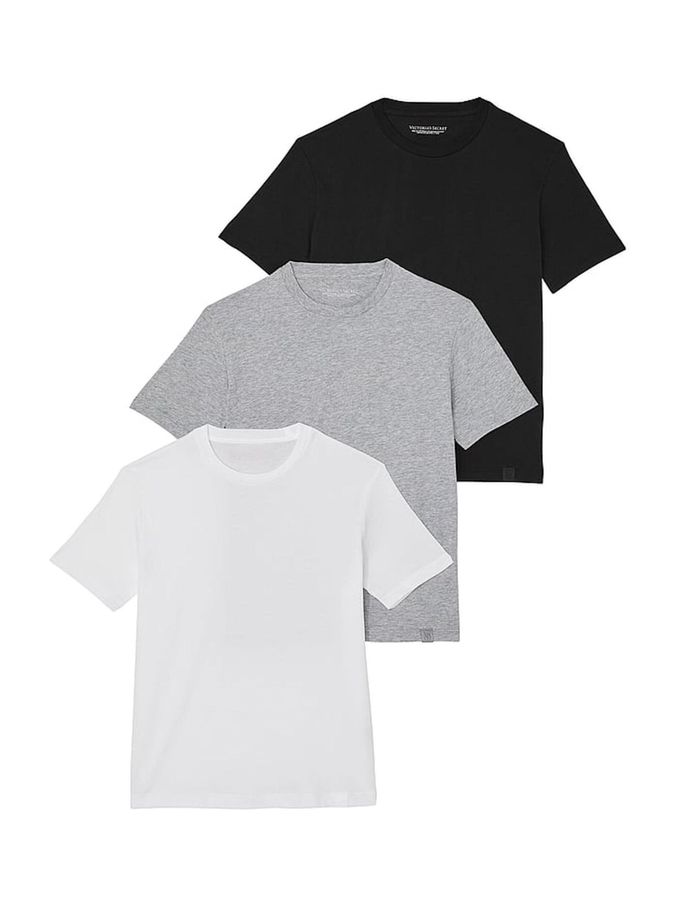 Black/White/Grey 3 Pack Cotton T-Shirts (N26125) | €52