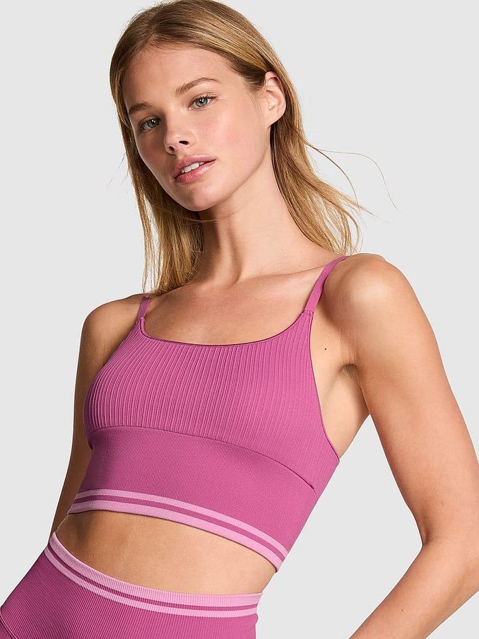 Pink Violet Seamless Longline Scoop Sports Bra Top (N26131) | €13