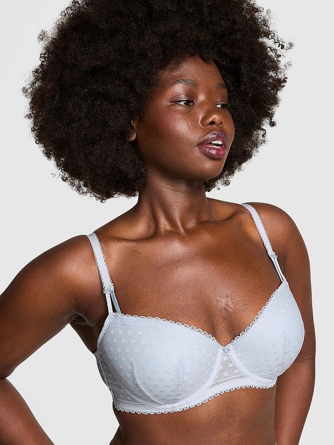 Hydrangea Blue Dainty Dot Balcony Lace Bra (N26134) | €15