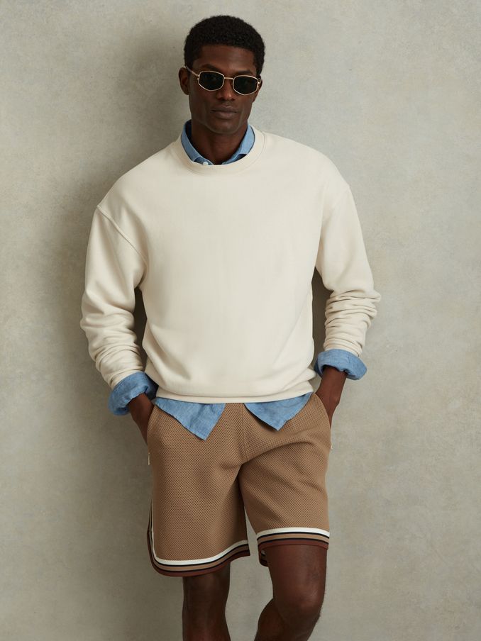 Knitted Elasticated Waist Shorts in Camel Multi (N27563) | €76