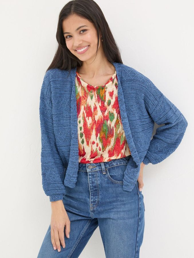 Anna Blue Ikat Tape Cardigan (N28931) | €39
