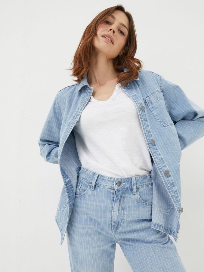 Eden Blue Stripe Denim Worker Jacket (N28936) | $54