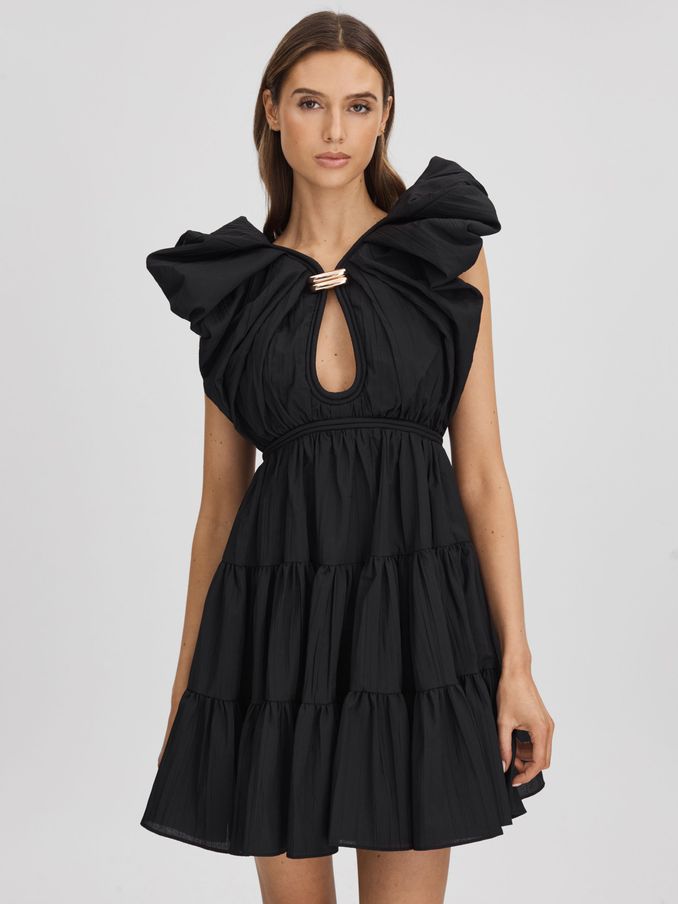 Acler Tiered Midi Dress in Black (N32581) | US$376