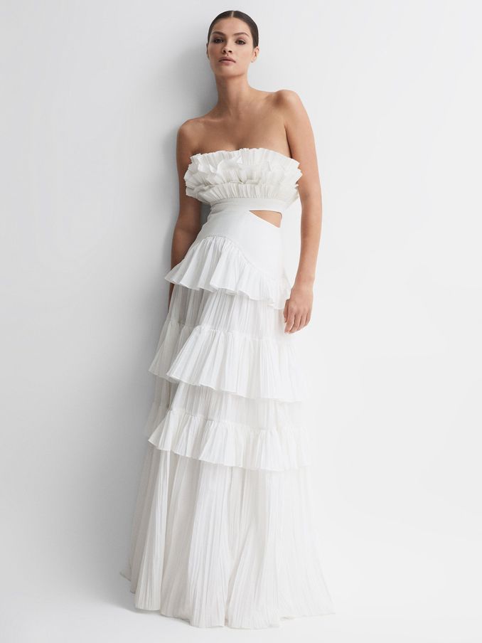 Acler Strapless Tiered Maxi Dress in Ivory (N32584) | US$974