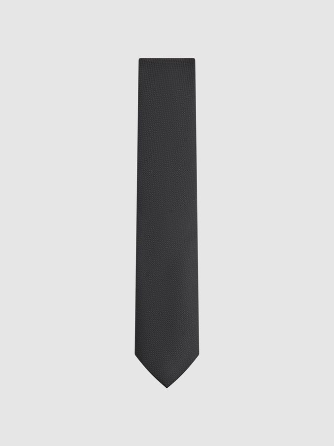 Textured Silk Blend Tie in Black (N33326) | €70