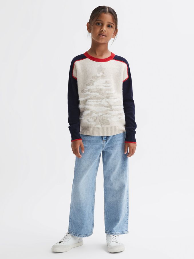 9-14 yrs Casual Knitted Christmas Festive Jumper in Blue (N33366) | €22