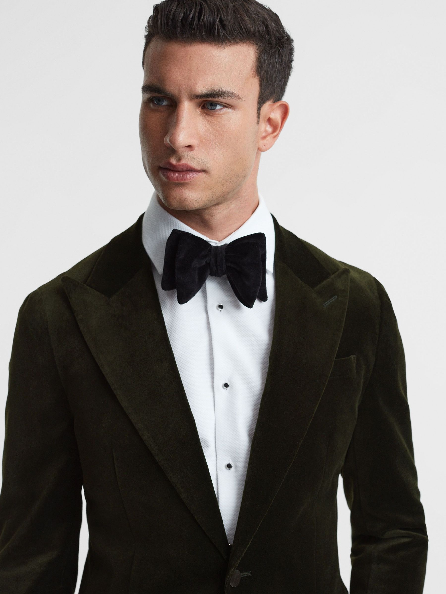 Slim Fit Velvet Single Breasted Blazer in Emerald (N33383) | CHF 216