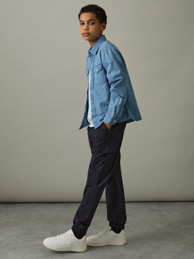 3-9 yrs Technical Drawstring Cuffed Cargo Trousers in Navy (N33386) | US$55
