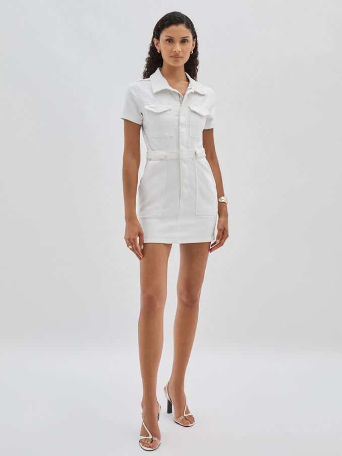 Denim Mini Dress in White (N36351) | HK$1,140