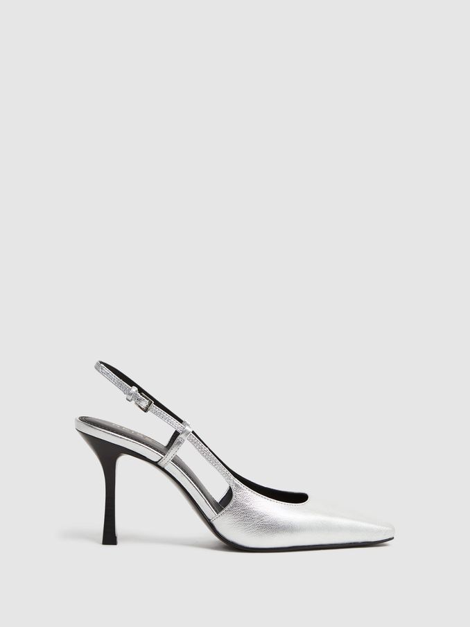 Metallic Slingback Heels in Silver (N36434) | €71