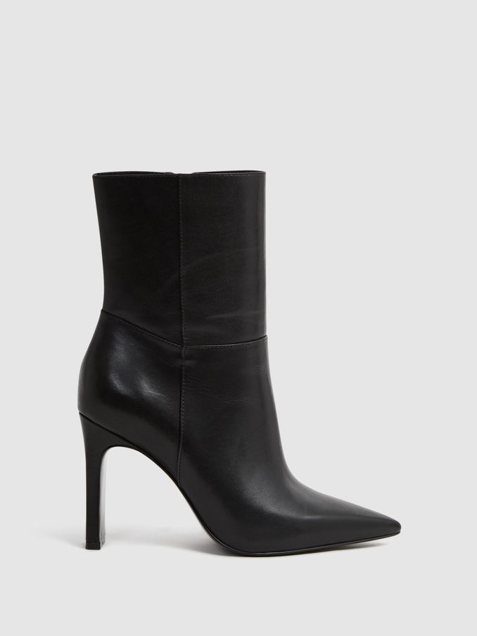 Leather Heeled Ankle Boots in Black (N36440) | US$116