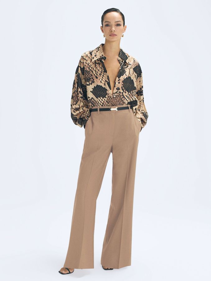 Silk Snake Print Drape Back Shirt in Snake (N36947) | €156
