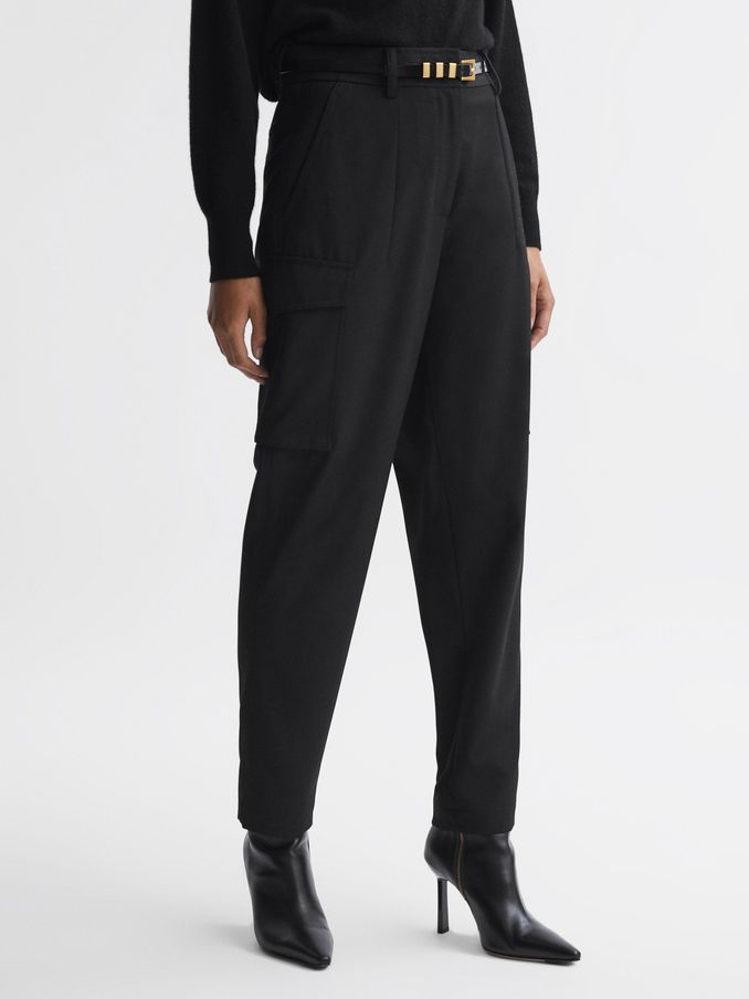 Mid Rise Cargo Trousers in Black (N39436) | US$84