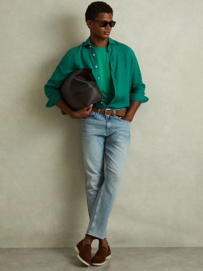 Cotton Crew Neck T-Shirt in Bright Green (N40248) | HK$185