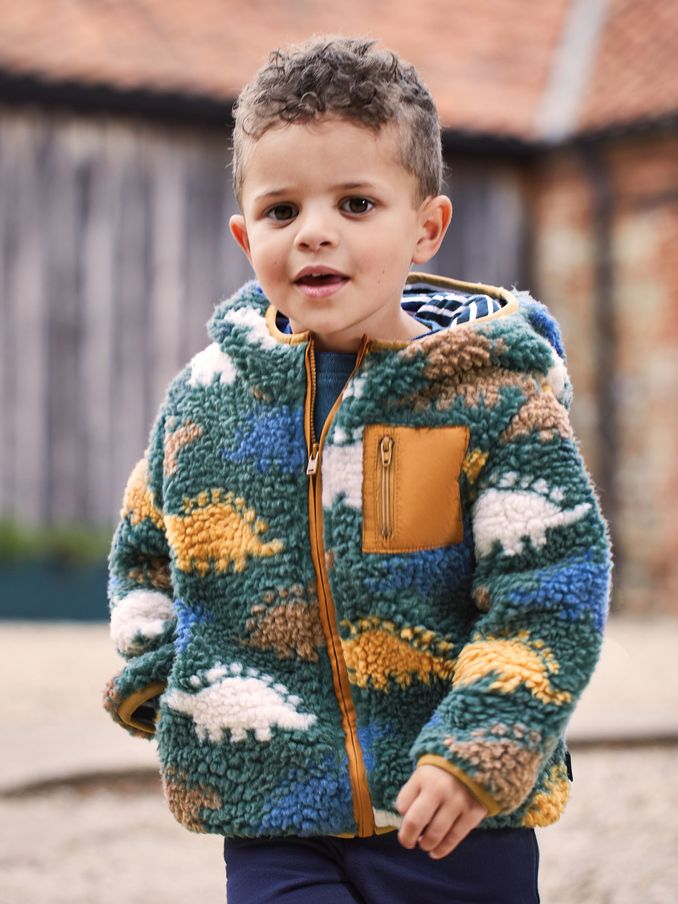 Khaki Green Stegosaurus Printed Fleece (N43984) | $36
