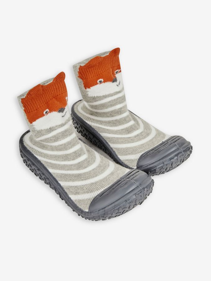 Grey Indoor Outdoor Fox Slipper Socks (N44039) | $25