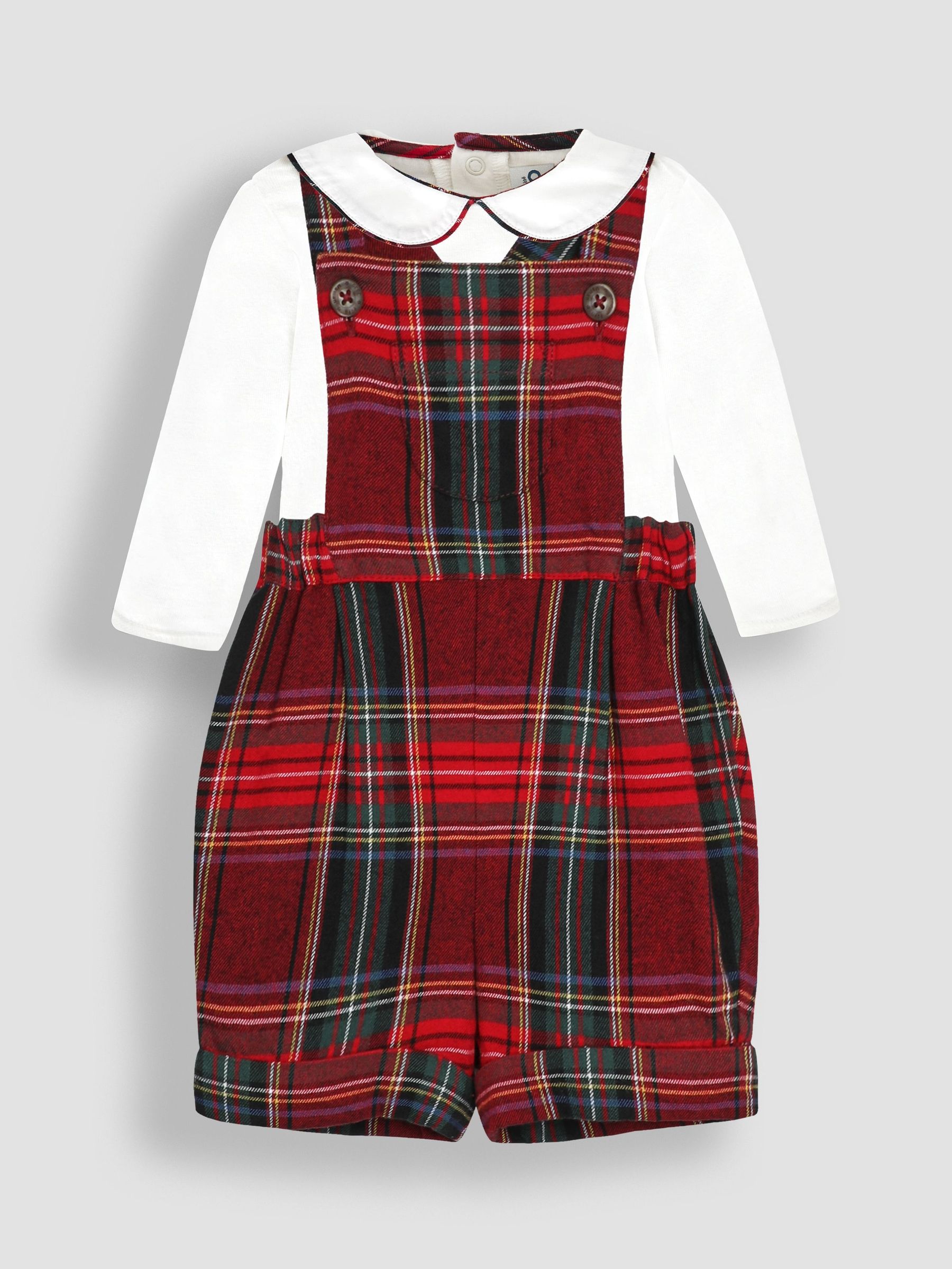 Red Tartan Dungarees & Body Set (N44048) | $55