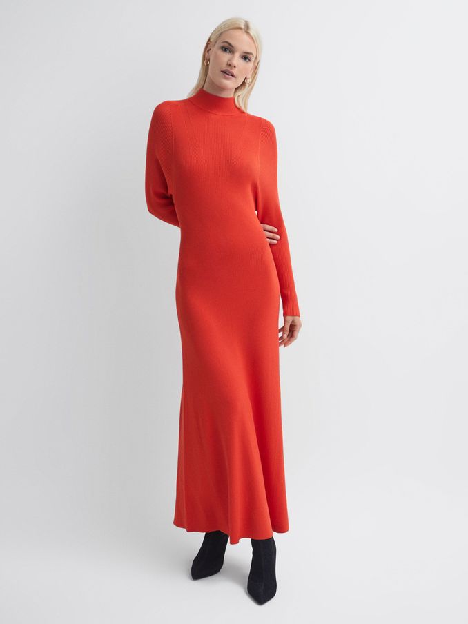 Florere Knitted Maxi Dress in Bright Orange (N44203) | US$98