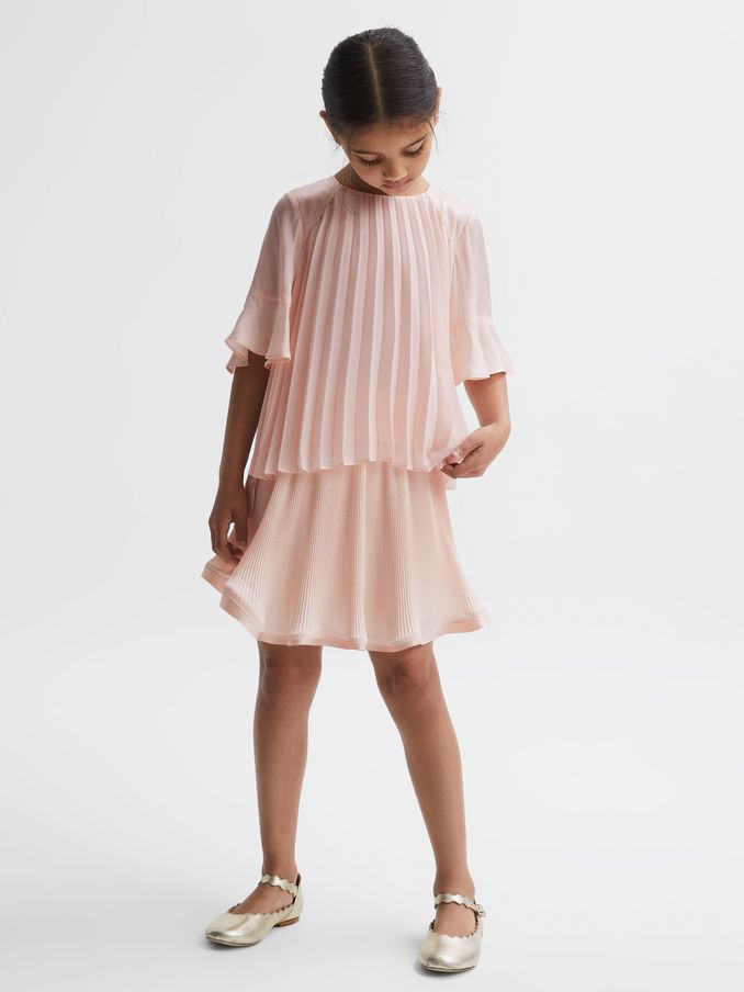 Pleated Flare Sleeve Top in Pink (N44691) | US$27