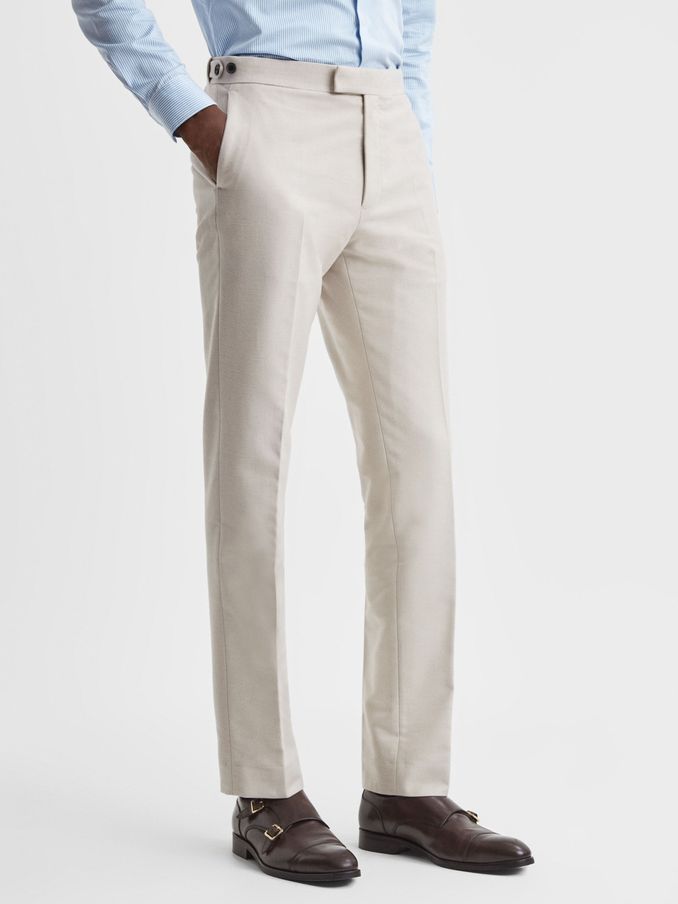 Slim Fit Moleskin Adjuster Trousers in Stone (N46556) | €82