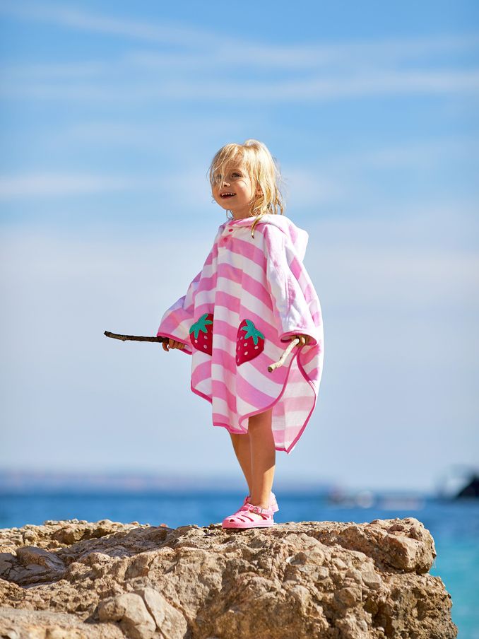 Pink Strawberry Towelling Poncho (N49474) | $41