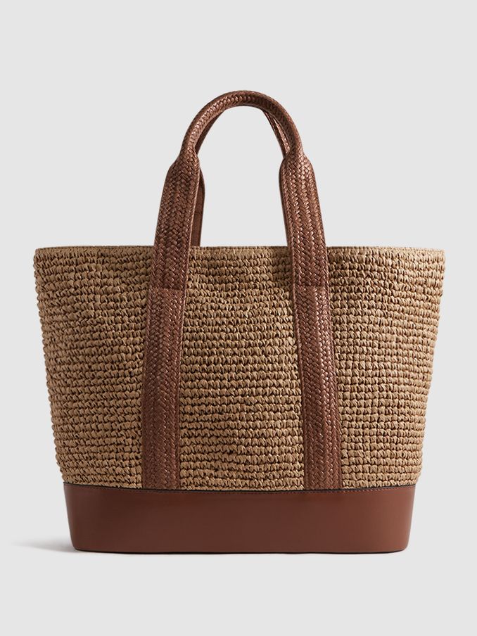 Raffia Tote Bag in Tan (N52042) | €182