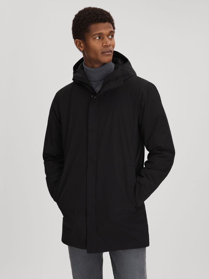Scandinavian Edition Waterproof Hooded Coat in Black (N53958) | US$493