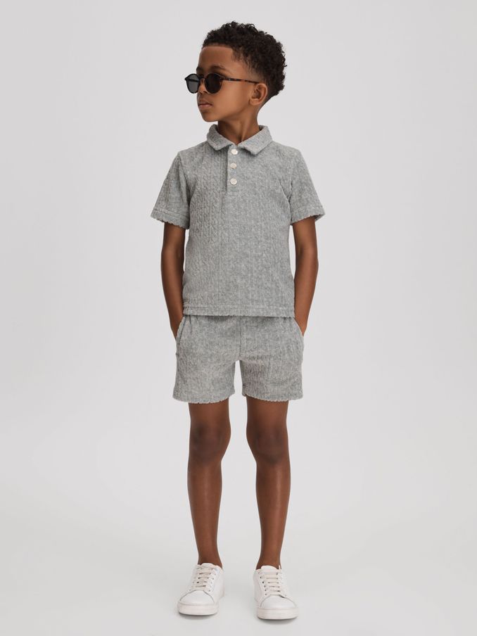 3-9 yrs Towelling Drawstring Shorts in Soft Grey (N54010) | €11