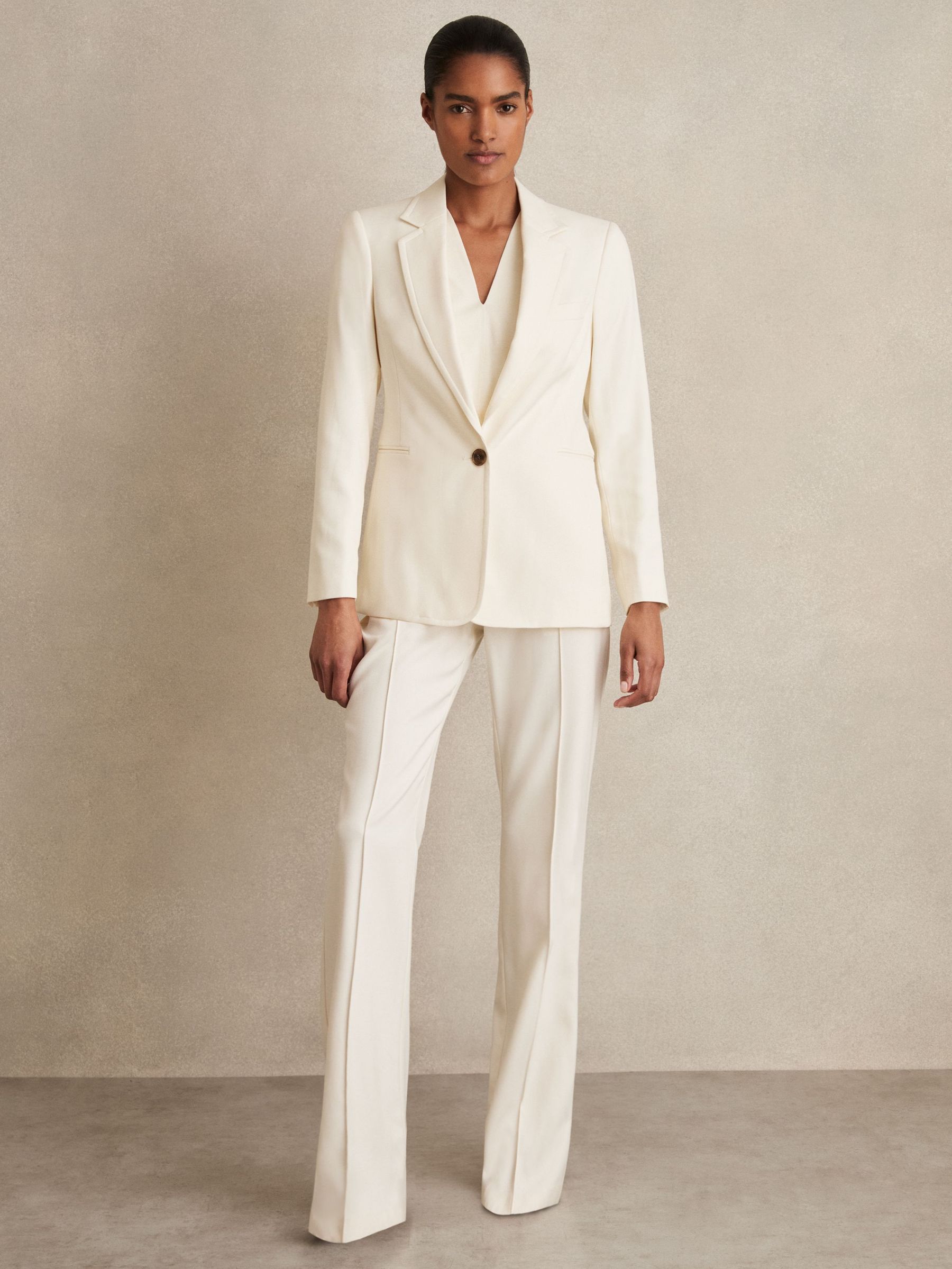 Single-Breasted Suit Jacket in Cream (N57607) | US$265