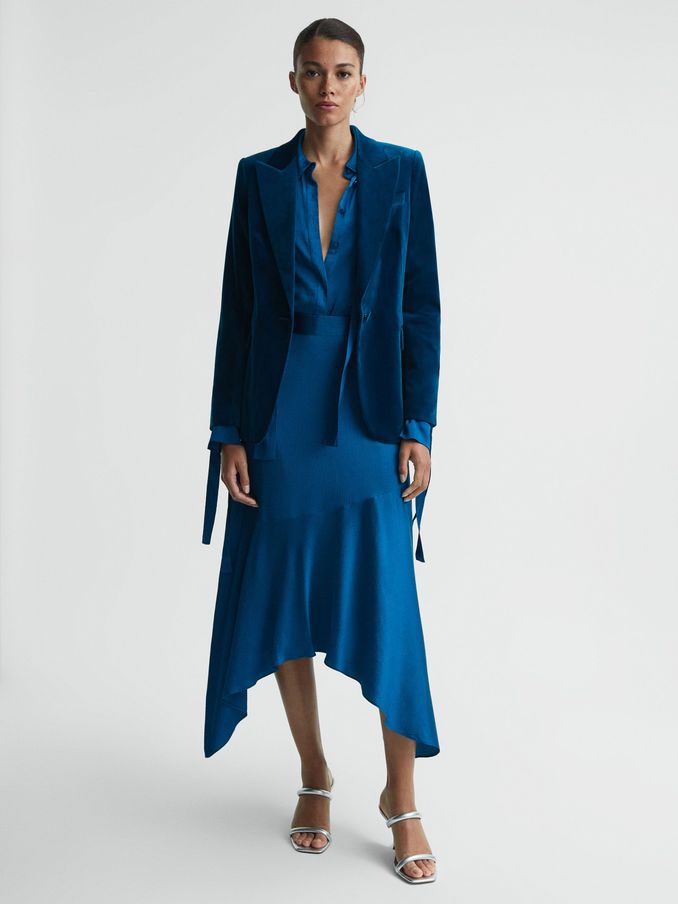 Hammered Satin Midi Skirt in Dark Blue (N57721) | €71