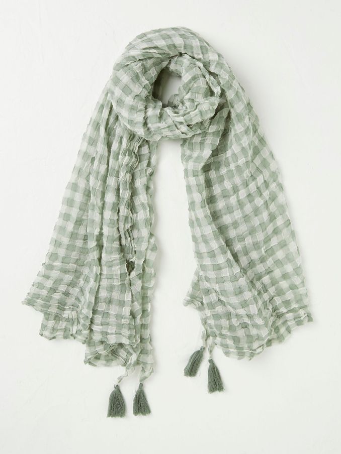Green Lightweight Gingham Check Scarf (N68549) | €13