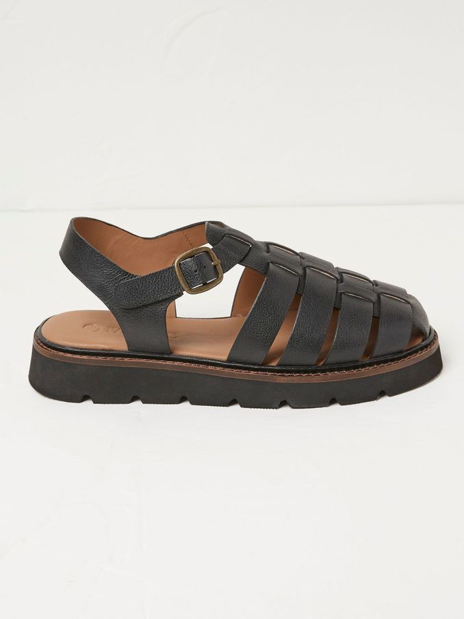 Elodie Black Fisherman Sandals (N68853) | €49