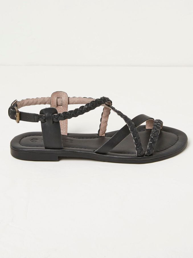 Daphne Black Leather Braided Sandals (N68861) | €33