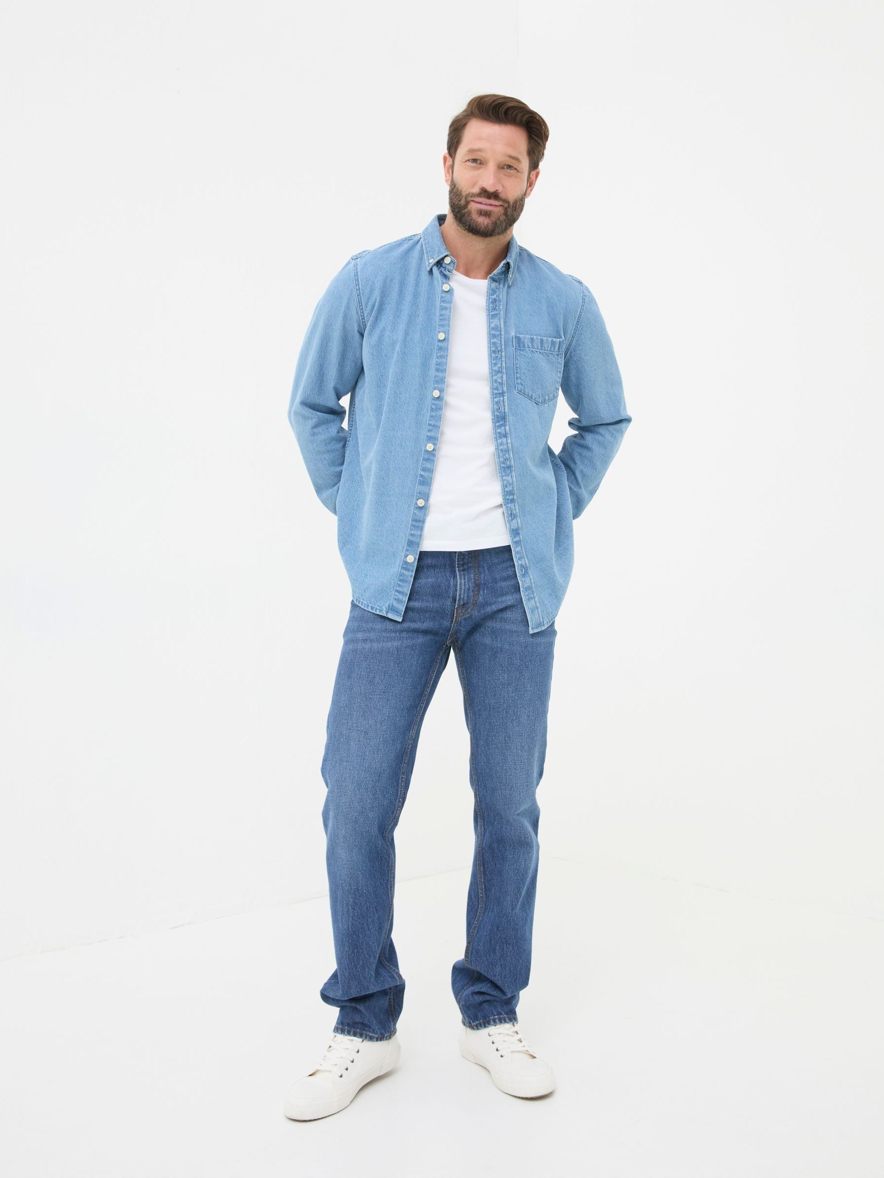 Stone Wash Blue Straight Fit Jeans (N68903) | $92