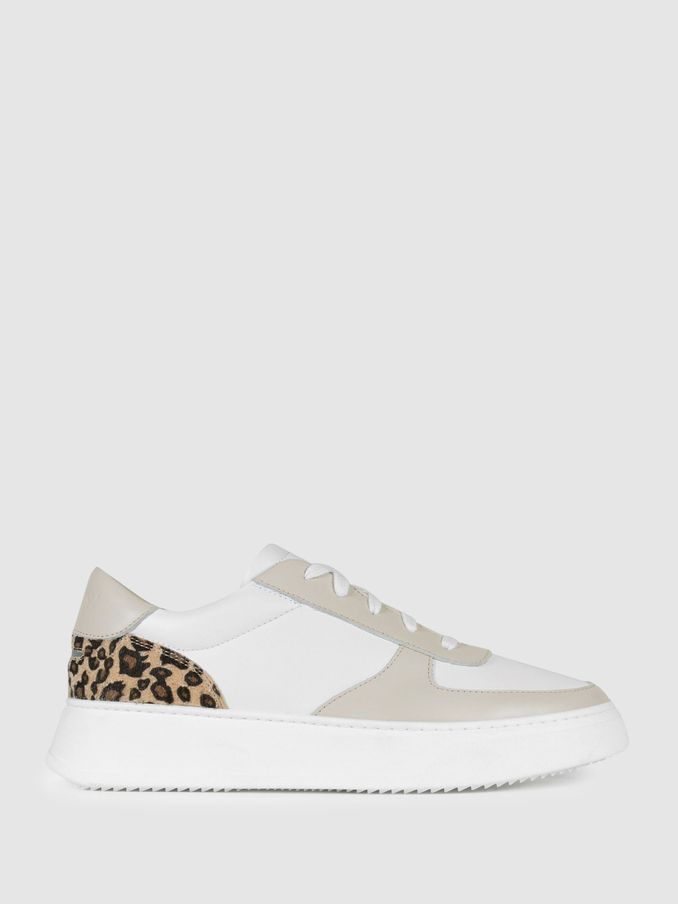 Unseen Footwear Leather Marais Trainers in Sand/White (N69202) | US$195