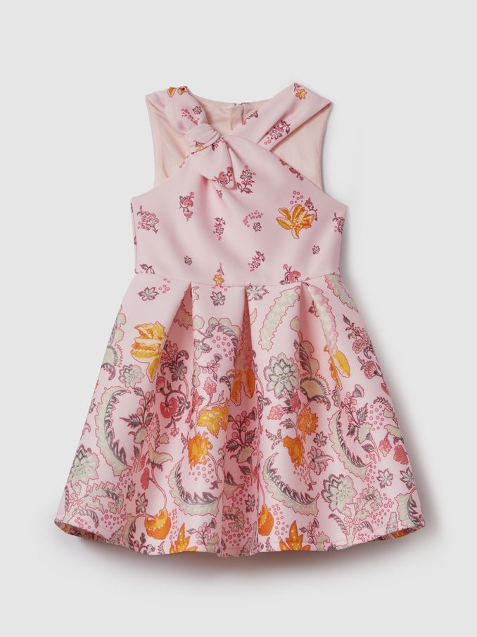 13-14 yrs Scuba Bow Fit-and-Flare Dress in Pink (N69359) | €35